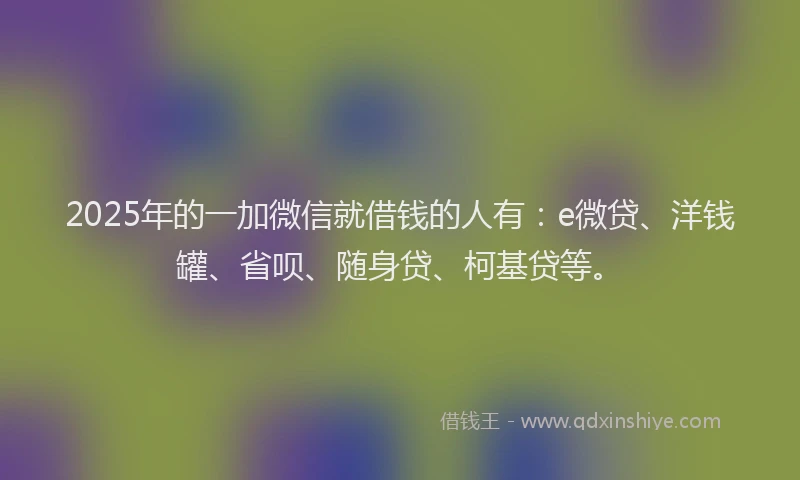 2025年的一加微信就借钱的人有：e微贷、洋钱罐、省呗、随身贷、柯基贷等。