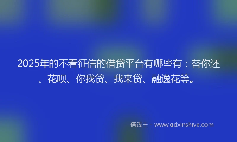 2025年的不看征信的借贷平台有哪些有：替你还、花呗、你我贷、我来贷、融逸花等。