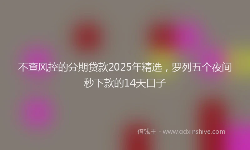 不查风控的分期贷款2025年精选，罗列五个夜间秒下款的14天口子