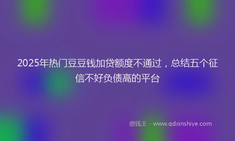 2025年热门豆豆钱加贷额度不通过，总结五个征信不好负债高的平台