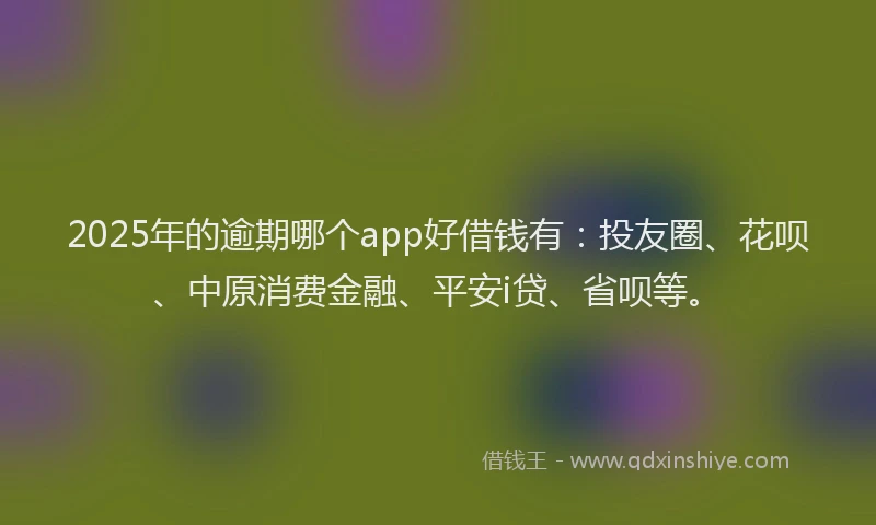 2025年的逾期哪个app好借钱有：投友圈、花呗、中原消费金融、平安i贷、省呗等。