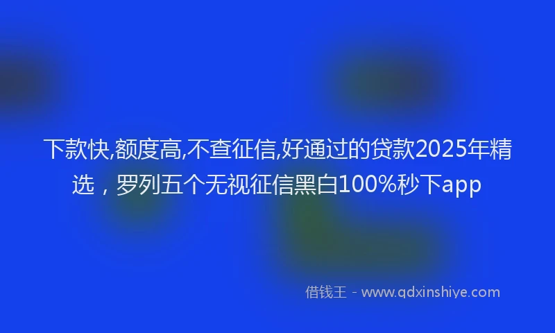 下款快,额度高,不查征信,好通过的贷款2025年精选，罗列五个无视征信黑白100%秒下app
