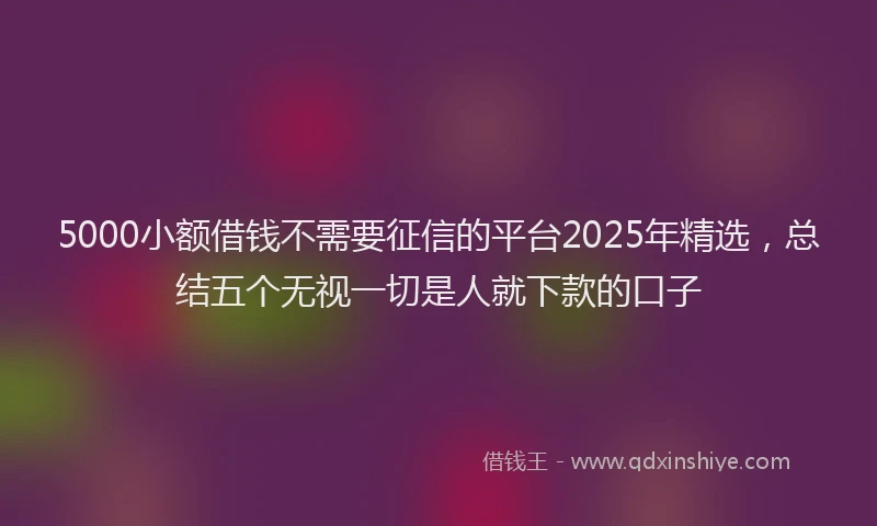 5000小额借钱不需要征信的平台2025年精选，总结五个无视一切是人就下款的口子