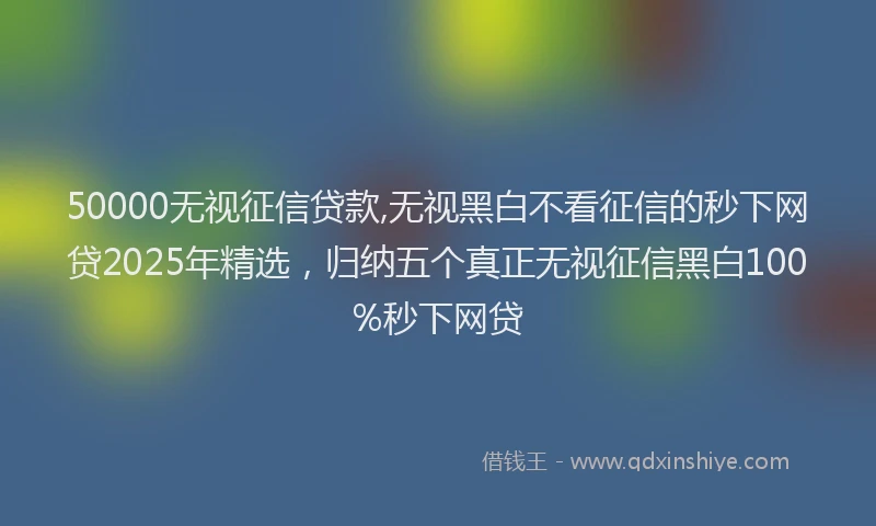 50000无视征信贷款,无视黑白不看征信的秒下网贷2025年精选，归纳五个真正无视征信黑白100%秒下网贷