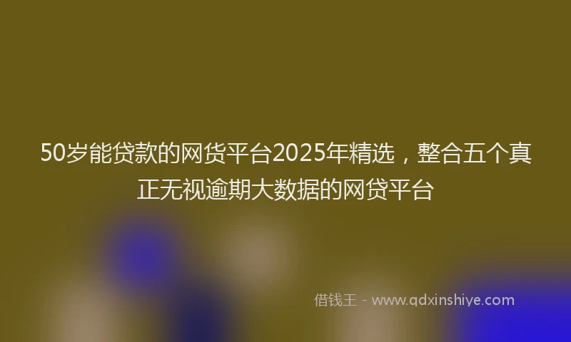 50岁能贷款的网货平台2025年精选，整合五个真正无视逾期大数据的网贷平台