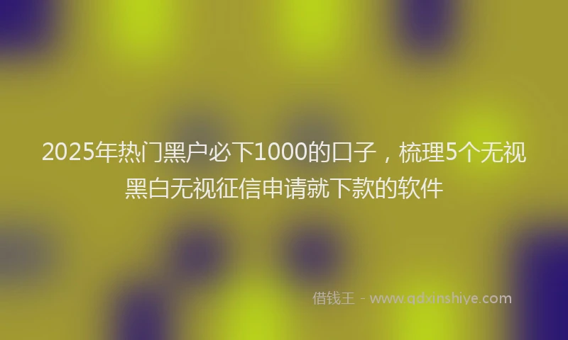 2025年热门黑户必下1000的口子，梳理5个无视黑白无视征信申请就下款的软件