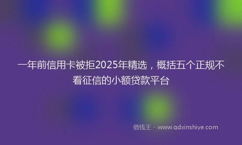 一年前信用卡被拒2025年精选，概括五个正规不看征信的小额贷款平台