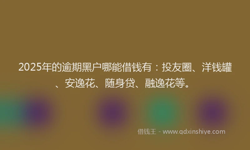 2025年的逾期黑户哪能借钱有：投友圈、洋钱罐、安逸花、随身贷、融逸花等。