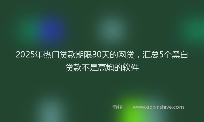 2025年热门贷款期限30天的网贷，汇总5个黑白贷款不是高炮的软件