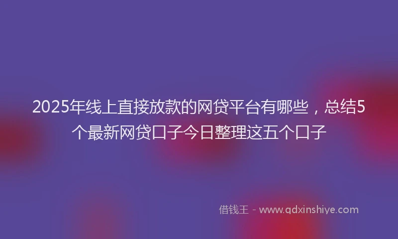 2025年线上直接放款的网贷平台有哪些，总结5个最新网贷口子今日整理这五个口子