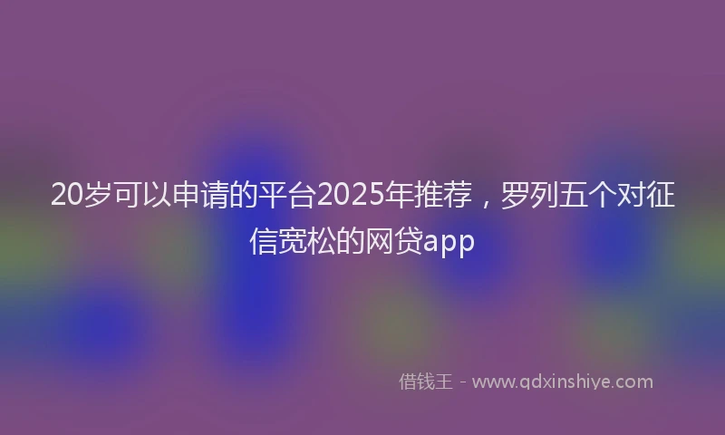 20岁可以申请的平台2025年推荐，罗列五个对征信宽松的网贷app