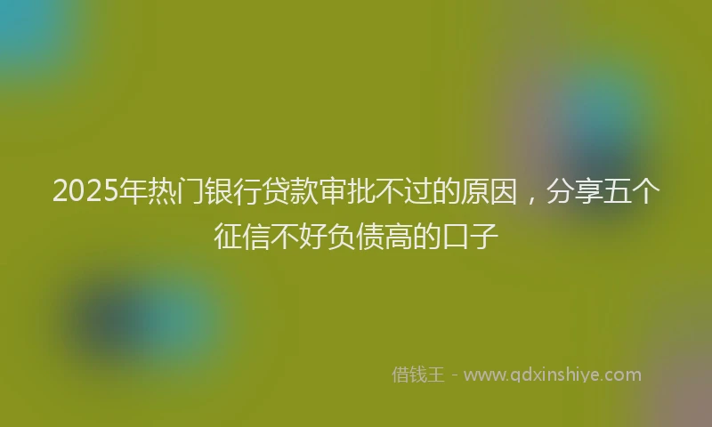 2025年热门银行贷款审批不过的原因，分享五个征信不好负债高的口子