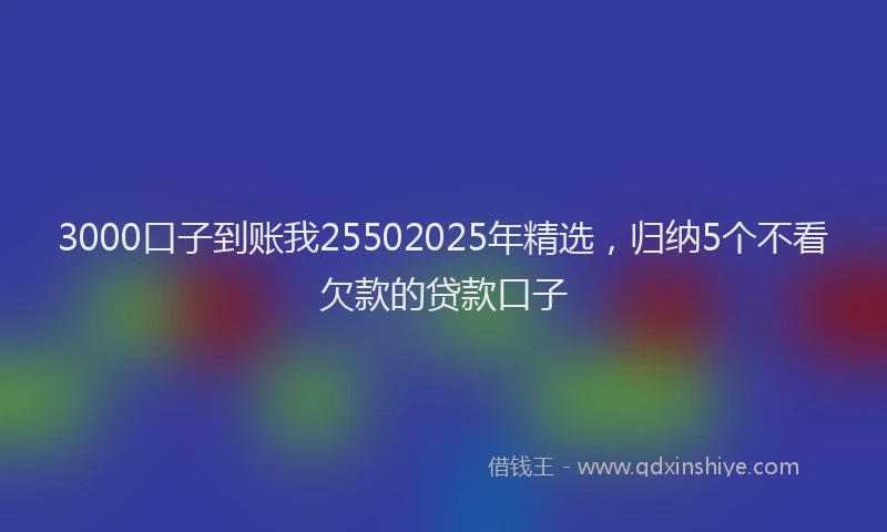 3000口子到账我25502025年精选，归纳5个不看欠款的贷款口子