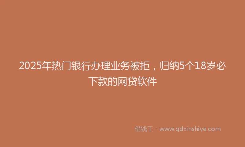 2025年热门银行办理业务被拒，归纳5个18岁必下款的网贷软件