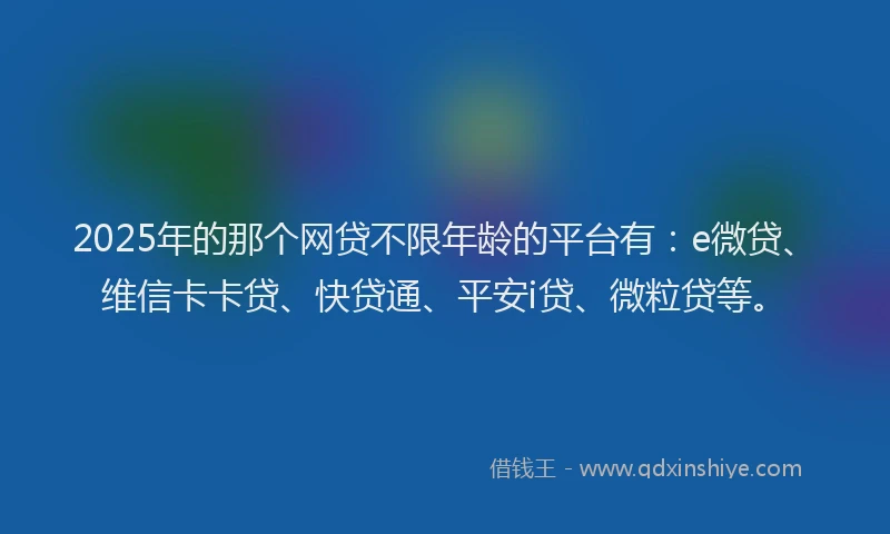 2025年的那个网贷不限年龄的平台有：e微贷、维信卡卡贷、快贷通、平安i贷、微粒贷等。