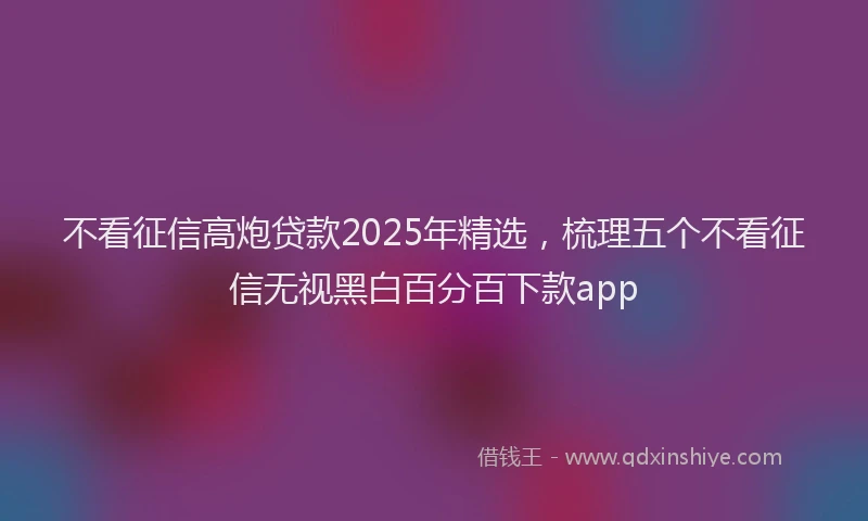 不看征信高炮贷款2025年精选，梳理五个不看征信无视黑白百分百下款app