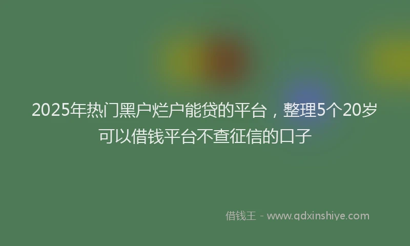 2025年热门黑户烂户能贷的平台，整理5个20岁可以借钱平台不查征信的口子