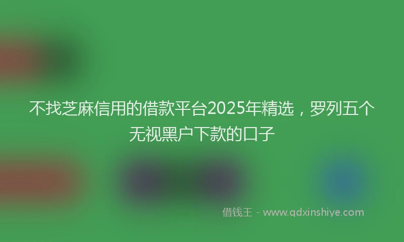 不找芝麻信用的借款平台2025年精选，罗列五个无视黑户下款的口子