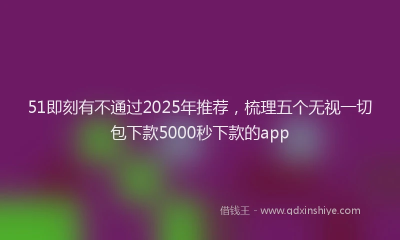 51即刻有不通过2025年推荐，梳理五个无视一切包下款5000秒下款的app