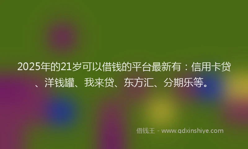 2025年的21岁可以借钱的平台最新有：信用卡贷、洋钱罐、我来贷、东方汇、分期乐等。