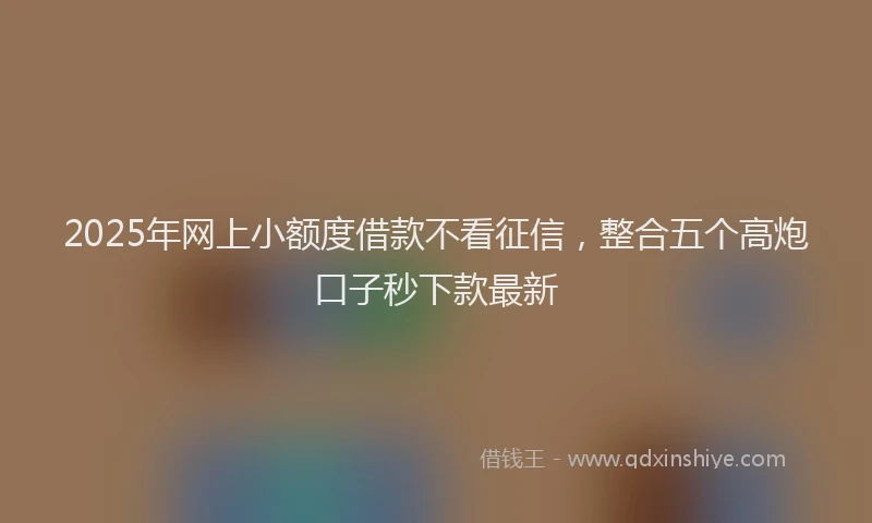 2025年网上小额度借款不看征信，整合五个高炮口子秒下款最新