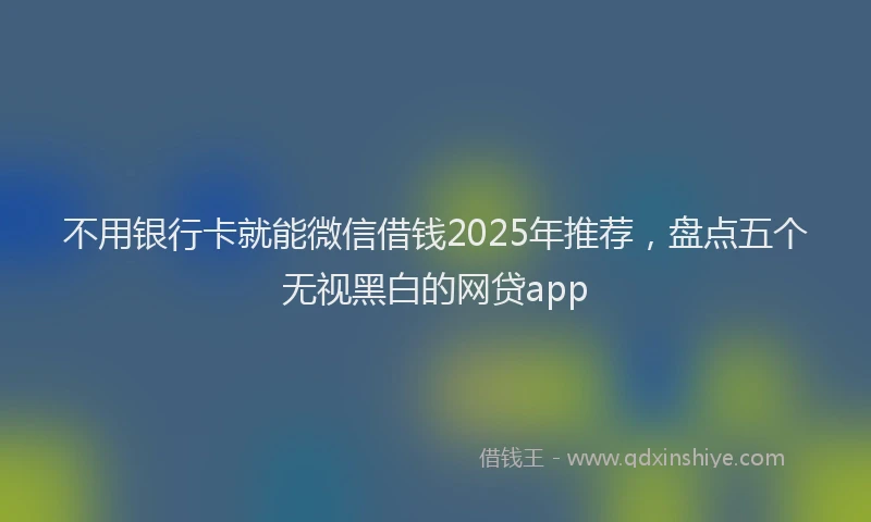 不用银行卡就能微信借钱2025年推荐，盘点五个无视黑白的网贷app