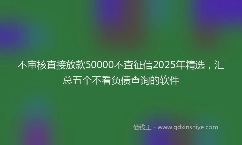 不审核直接放款50000不查征信2025年精选，汇总五个不看负债查询的软件