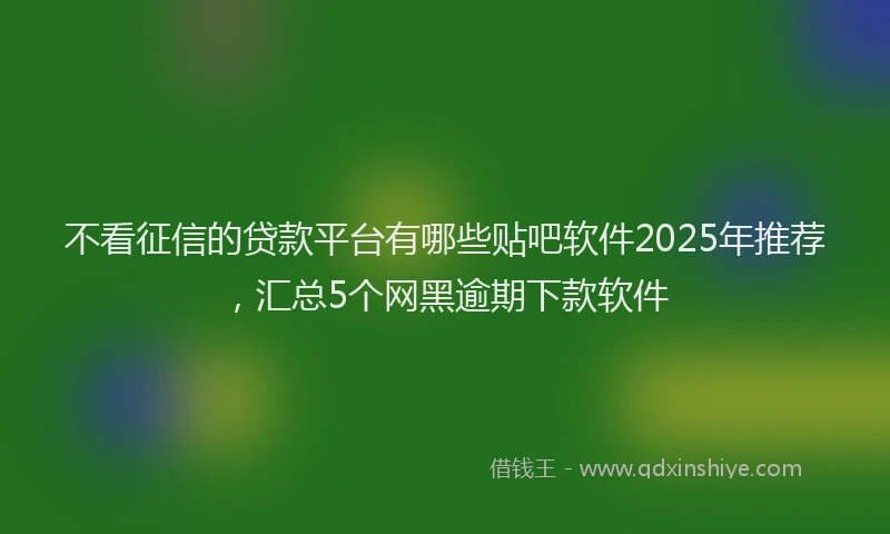不看征信的贷款平台有哪些贴吧软件2025年推荐，汇总5个网黑逾期下款软件