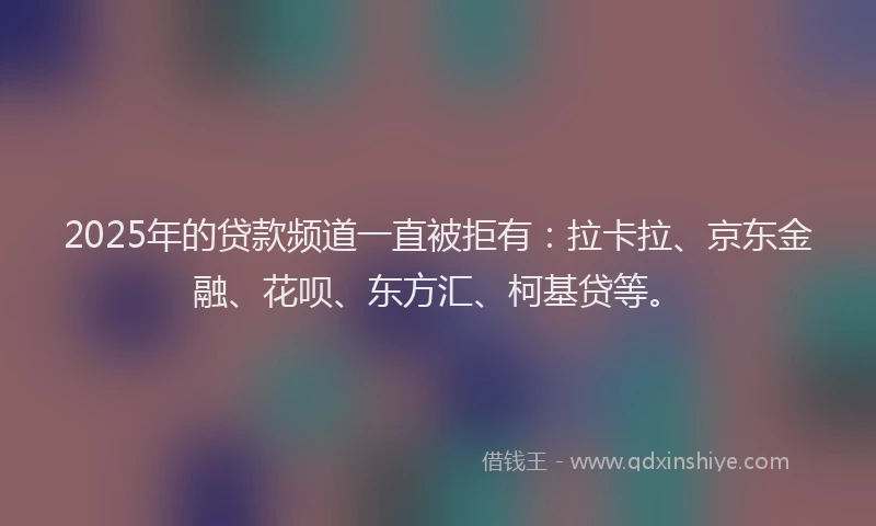 2025年的贷款频道一直被拒有：拉卡拉、京东金融、花呗、东方汇、柯基贷等。