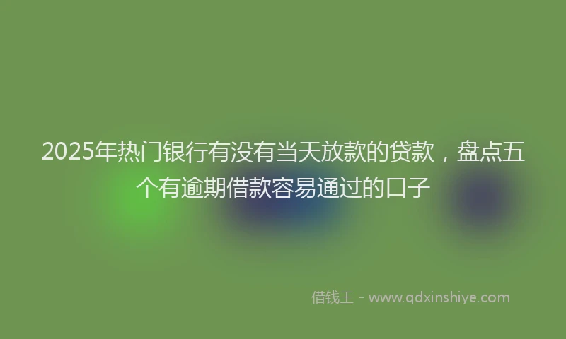 2025年热门银行有没有当天放款的贷款，盘点五个有逾期借款容易通过的口子