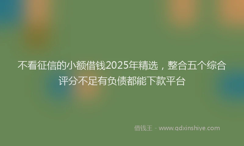 不看征信的小额借钱2025年精选，整合五个综合评分不足有负债都能下款平台