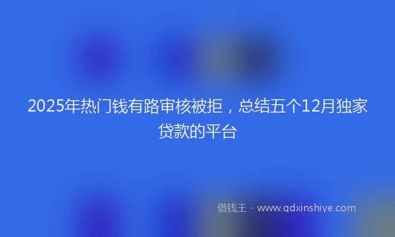 2025年热门钱有路审核被拒，总结五个12月独家贷款的平台