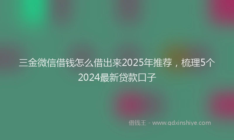 三金微信借钱怎么借出来2025年推荐，梳理5个2024最新贷款口子
