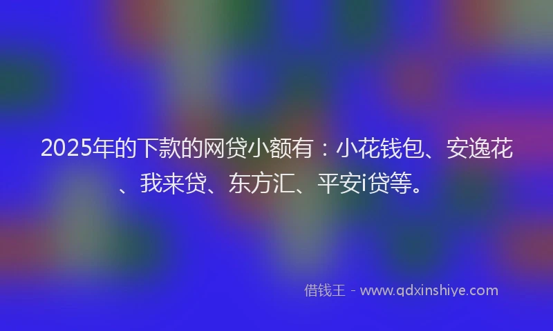 2025年的下款的网贷小额有：小花钱包、安逸花、我来贷、东方汇、平安i贷等。