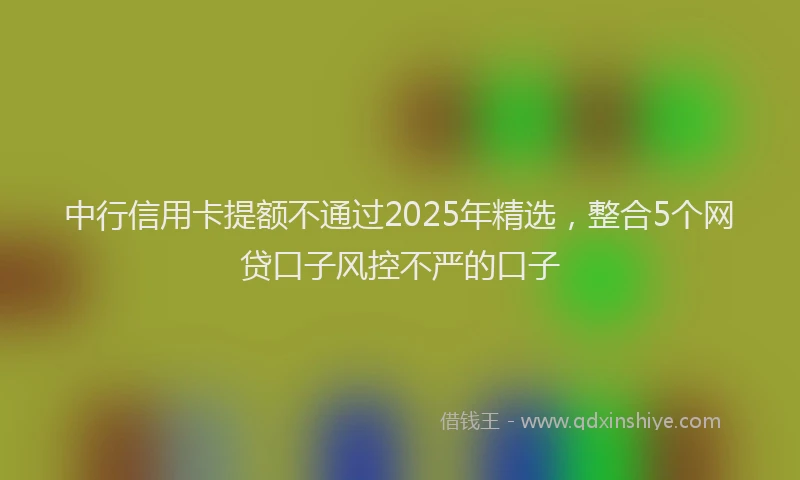 中行信用卡提额不通过2025年精选，整合5个网贷口子风控不严的口子