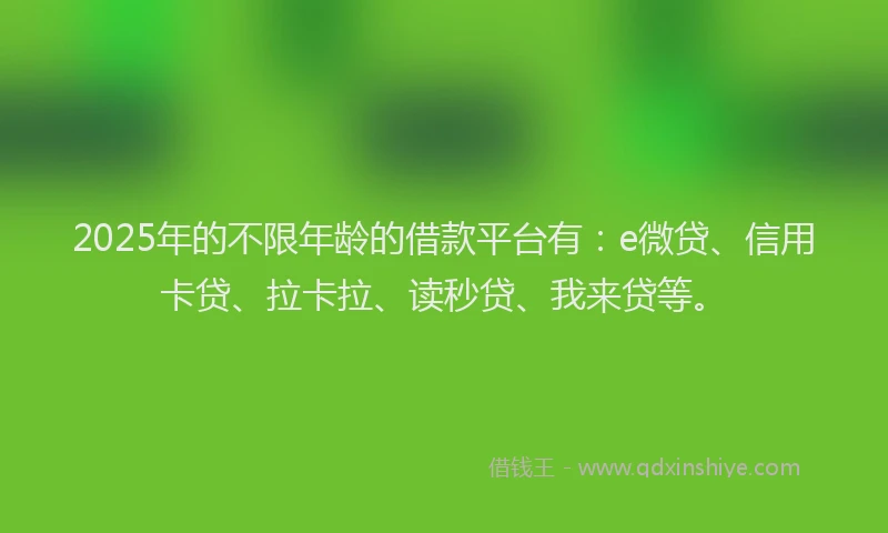 2025年的不限年龄的借款平台有：e微贷、信用卡贷、拉卡拉、读秒贷、我来贷等。
