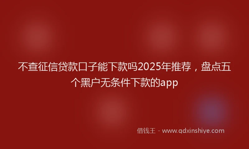 不查征信贷款口子能下款吗2025年推荐，盘点五个黑户无条件下款的app