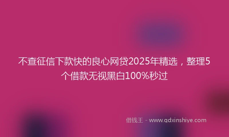 不查征信下款快的良心网贷2025年精选，整理5个借款无视黑白100%秒过