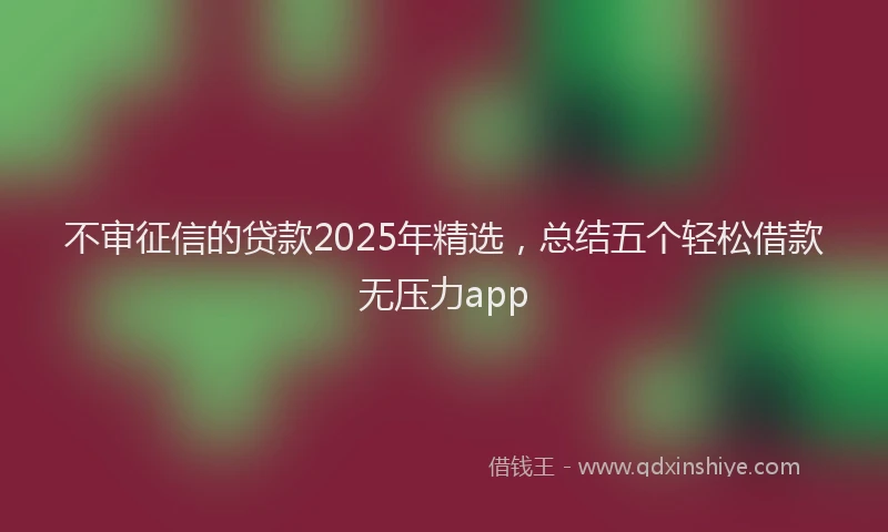 不审征信的贷款2025年精选，总结五个轻松借款无压力app