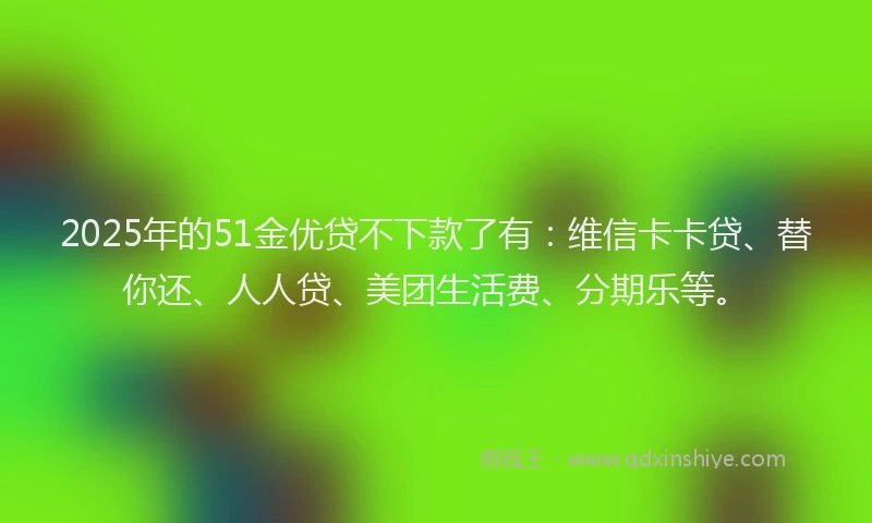 2025年的51金优贷不下款了有：维信卡卡贷、替你还、人人贷、美团生活费、分期乐等。