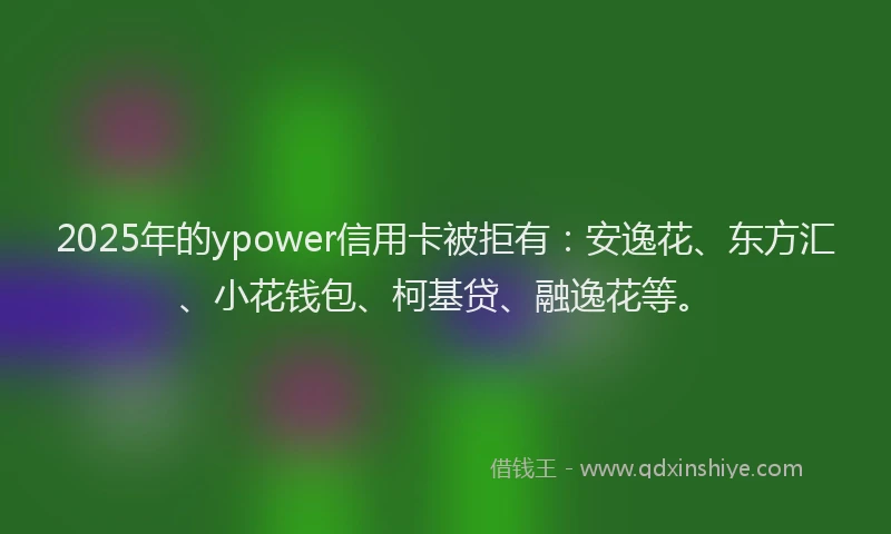 2025年的ypower信用卡被拒有：安逸花、东方汇、小花钱包、柯基贷、融逸花等。