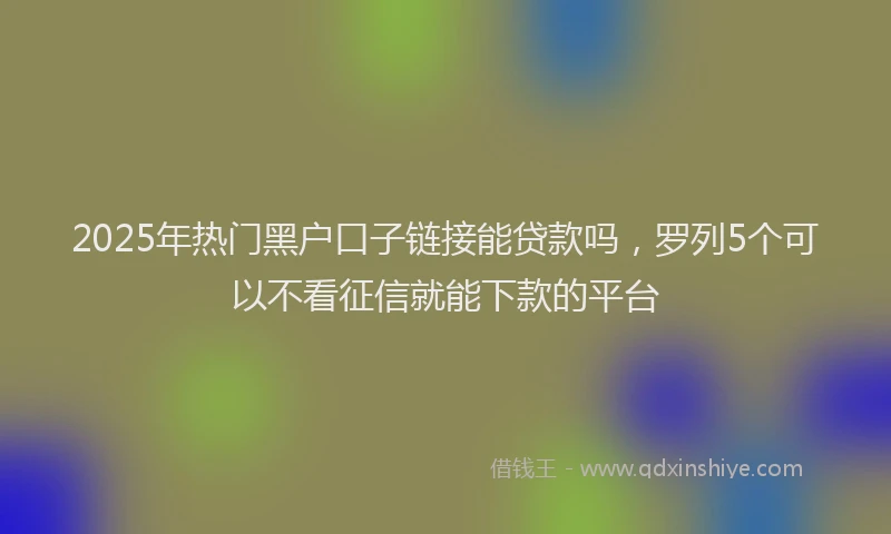 2025年热门黑户口子链接能贷款吗，罗列5个可以不看征信就能下款的平台
