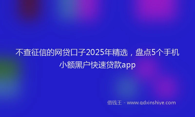 不查征信的网贷口子2025年精选，盘点5个手机小额黑户快速贷款app