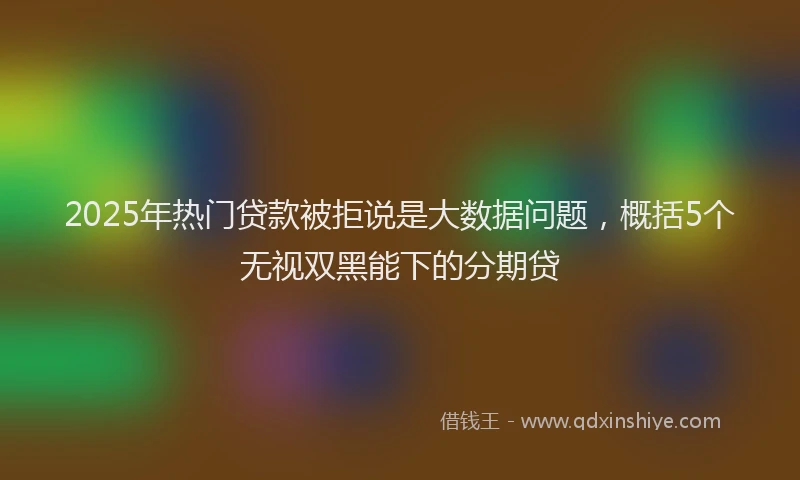 2025年热门贷款被拒说是大数据问题，概括5个无视双黑能下的分期贷