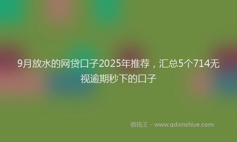 9月放水的网贷口子2025年推荐，汇总5个714无视逾期秒下的口子