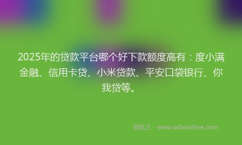 2025年的贷款平台哪个好下款额度高有：度小满金融、信用卡贷、小米贷款、平安口袋银行、你我贷等。