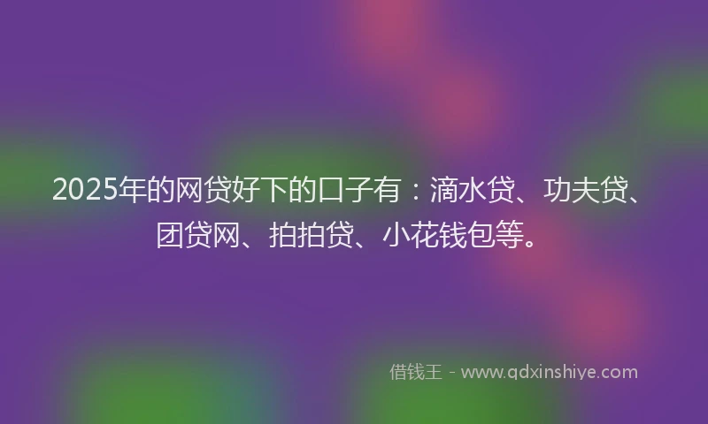 2025年的网贷好下的口子有：滴水贷、功夫贷、团贷网、拍拍贷、小花钱包等。