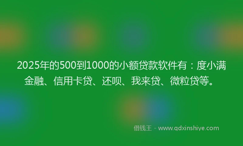 2025年的500到1000的小额贷款软件有：度小满金融、信用卡贷、还呗、我来贷、微粒贷等。