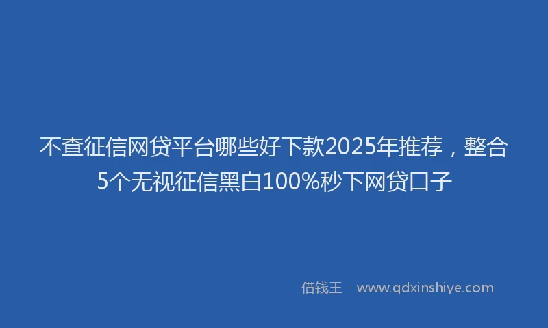 不查征信网贷平台哪些好下款2025年推荐，整合5个无视征信黑白100%秒下网贷口子