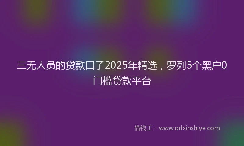 三无人员的贷款口子2025年精选，罗列5个黑户0门槛贷款平台